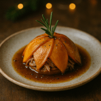 photo Dôme en trois feuilles de potimarron- canard confit et romarin
